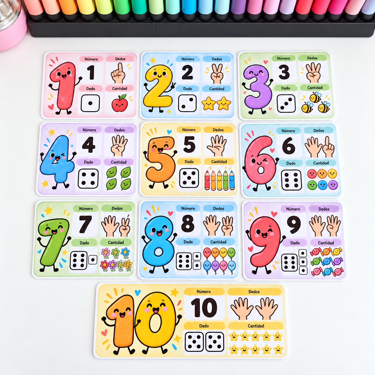 Los números del 1 al 10 – Pack manipulativo de matemáticas para Infantil - Imagen 4