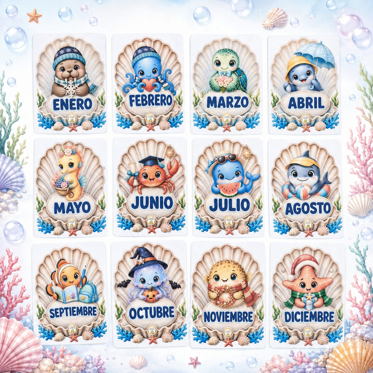 Decoración de aula fondo marino – Pack imprimible para Infantil - Imagen 7