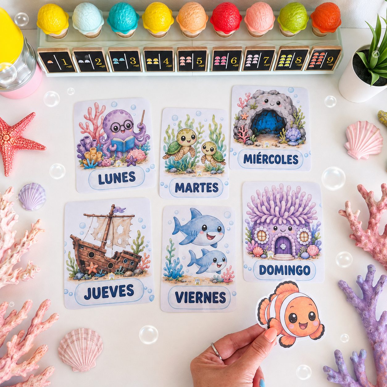 Decoración de aula fondo marino – Pack imprimible para Infantil - Imagen 5