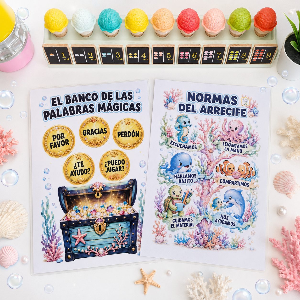 Decoración de aula fondo marino – Pack imprimible para Infantil - Imagen 3