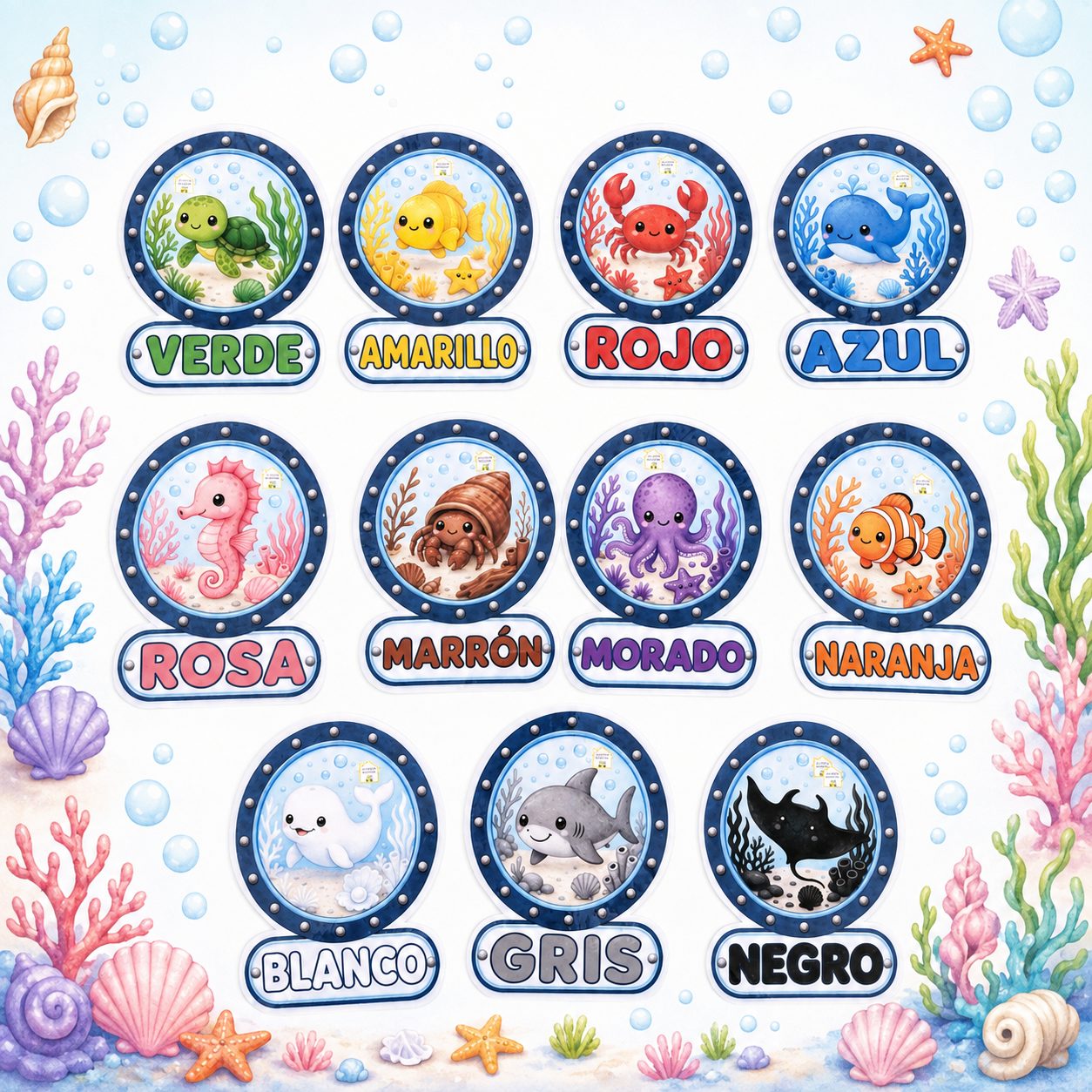 Decoración de aula fondo marino – Pack imprimible para Infantil - Imagen 8