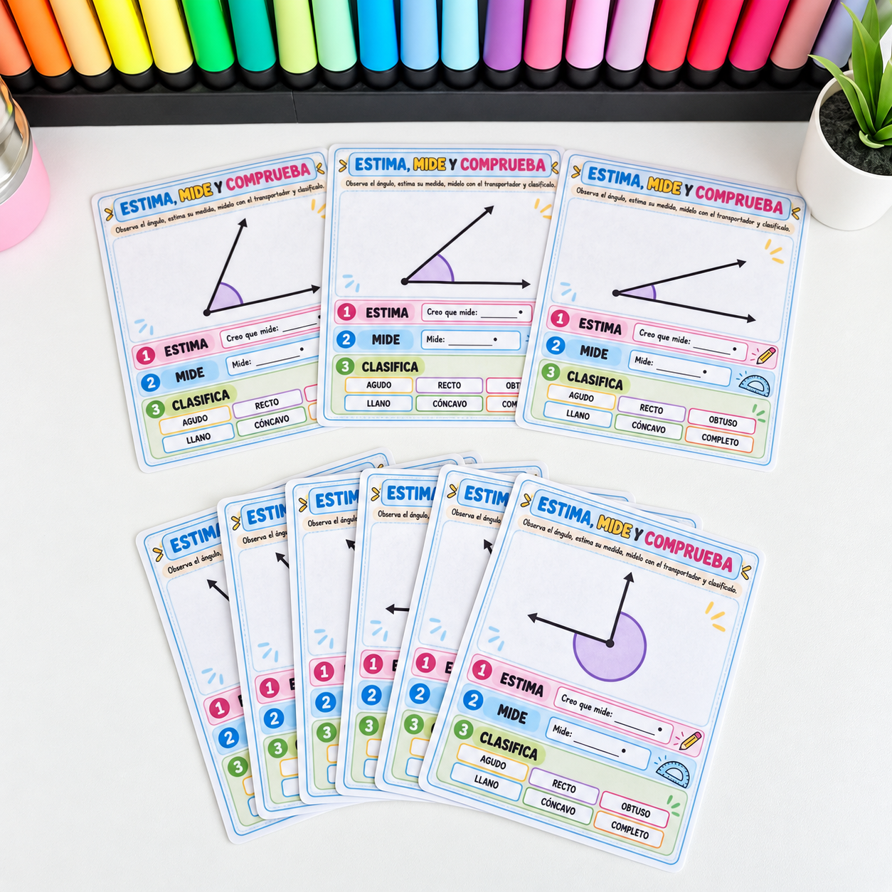 Ángulos en Primaria | Pack manipulativo y visual de matemáticas - Imagen 2