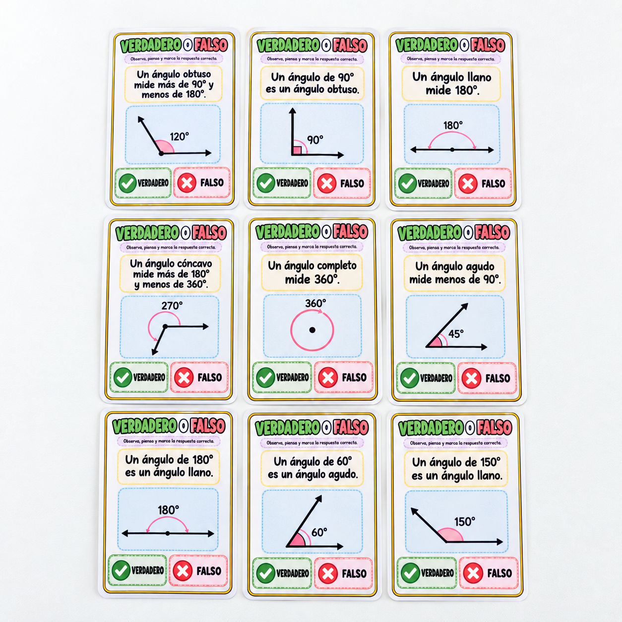 Ángulos en Primaria | Pack manipulativo y visual de matemáticas - Imagen 4