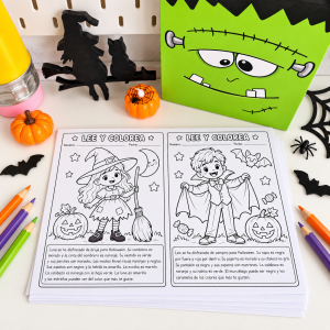Comprensión lectora de Halloween – 16 fichas Lee y colorea